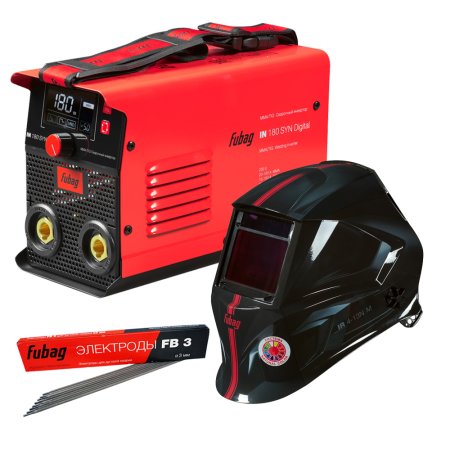 Сварочный инвертор FUBAG IN 180 SYN Цифровой (Digital) + Маска сварщика "Хамелеон" FUBAG IR 4-13N M + Сварочный электрод FUBAG FB 3 (с рутиловым покрытием) 3 мм, 0,9 кг)