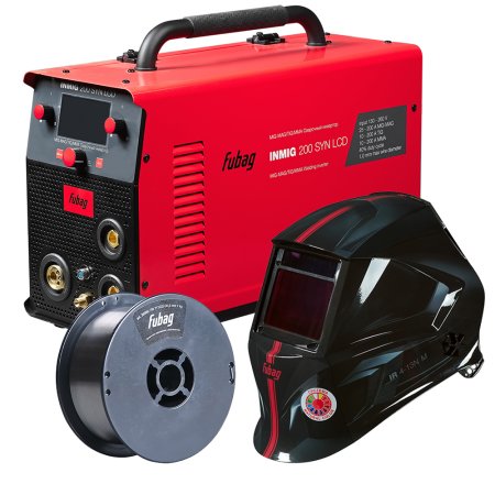 Cварочный полуавтомат FUBAG INMIG 200 SYN LCD новый дисплей (new display) + Горелка FUBAG FB 250 3 м + Маска сварщика FUBAG "Хамелеон" IR 4-13N M + Порошковая проволока самозащитная FUBAG FB 71TGS 0,8 мм, 100 мм, 1 кг