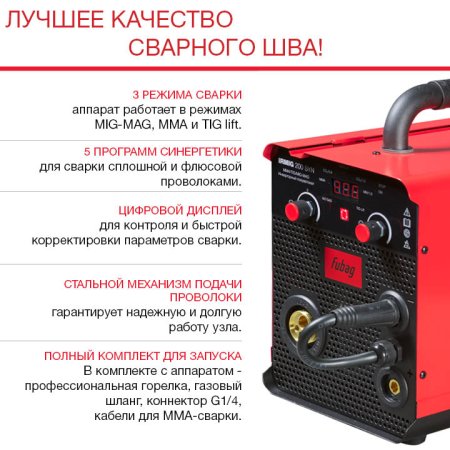 FUBAG Сварочный полуавтомат IRMIG 200 SYN с горелкой 250 А 3 м в комплекте в Тамбове фото