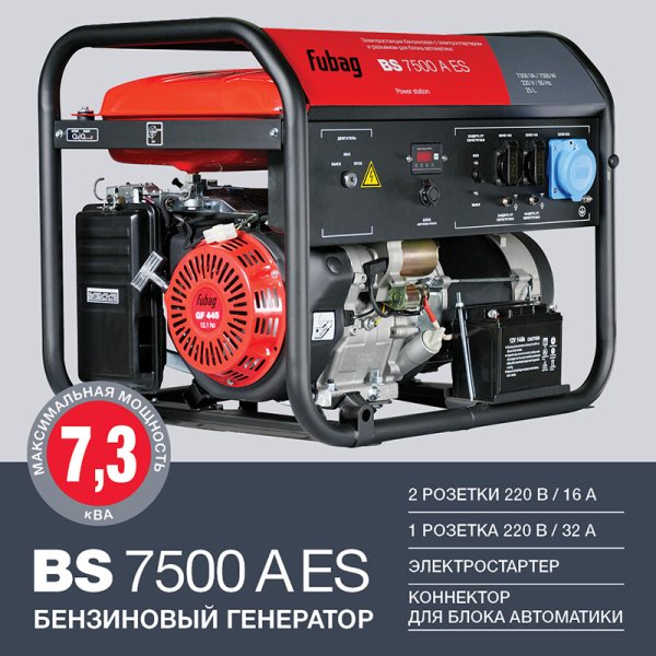 FUBAG Бензиновый генератор с электростартером и коннектором автоматики BS 7500 A ES в Тамбове фото