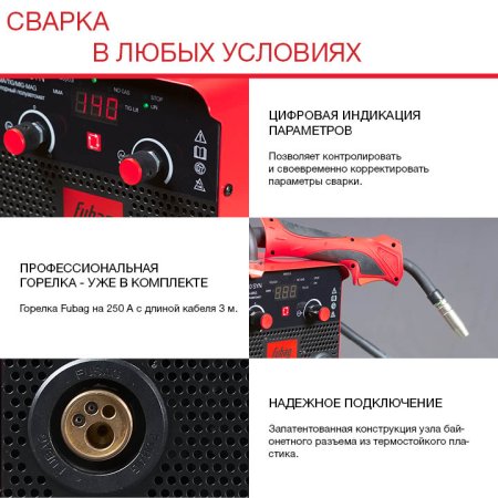 Полуавтомат сварочный FUBAG IRMIG 180 SYN с горелкой 250 А 3 м в комплекте в Тамбове фото