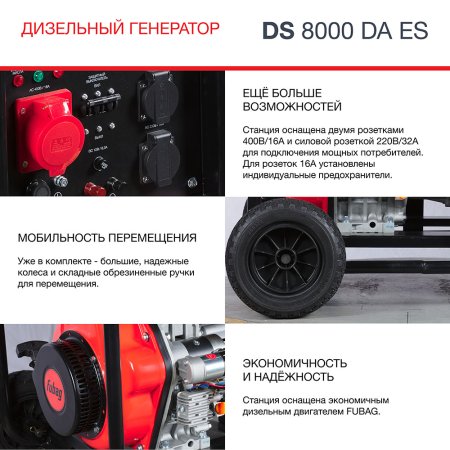 FUBAG Дизельный генератор (трехфазный) с электростартером и коннектором автоматики DS 8000 DA ES в Тамбове фото