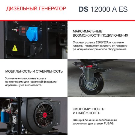 FUBAG Дизельный генератор с электростартером и коннектором автоматики DS 12000 A ES в Тамбове фото